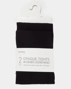 Hot Dunnes Stores 40 Denier Opaque Tights - Pack Of 2 (5-14 Years)
