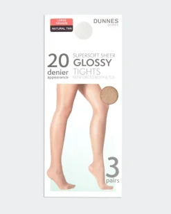 New Dunnes Stores 20 Denier Sheer Glossy Tights - Pack Of 3