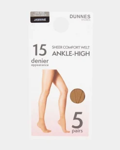 Fashion Dunnes Stores 15 Denier Sheer Matt Ankle Highs - Pack Of 5