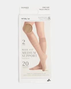 Discount Dunnes Stores 20 Denier Wide Fit Medium Support Knee Highs - Pack Of 2