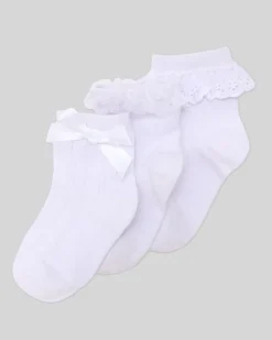 Clearance Dunnes Stores Baby Cotton Lace Socks - Pack Of 3