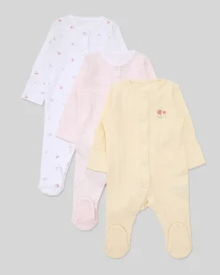 New Dunnes Stores Baby Cotton Sleepsuits - Pack Of 3 (Newborn-23 Months)