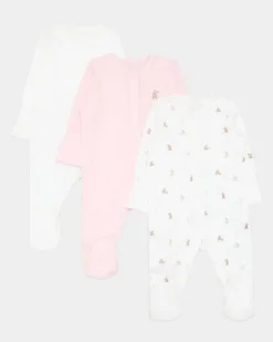 Sale Dunnes Stores Baby Cotton Sleepsuits - Pack Of 3 (Newborn-23 Months)