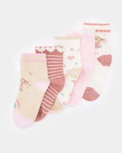 Hot Dunnes Stores Baby Girls Design Socks - Pack Of 5