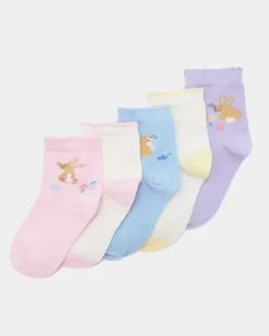 Sale Dunnes Stores Baby Girls Design Socks - Pack Of 5