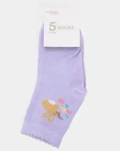 Sale Dunnes Stores Baby Girls Design Socks - Pack Of 5