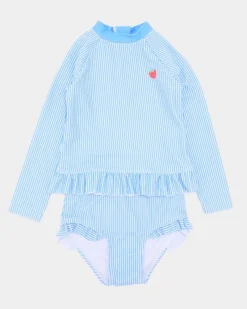 New Dunnes Stores Blue Stripe Rashguard Set (0 Months-5 Years)