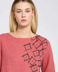 Online Dunnes Stores Carolyn Donnelly The Edit Square Print Linen Top