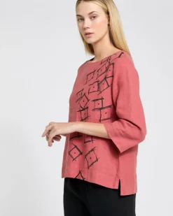 Online Dunnes Stores Carolyn Donnelly The Edit Square Print Linen Top