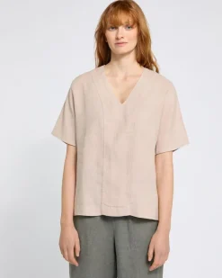 Outlet Dunnes Stores Carolyn Donnelly The Edit V-Neck Stone Linen Top