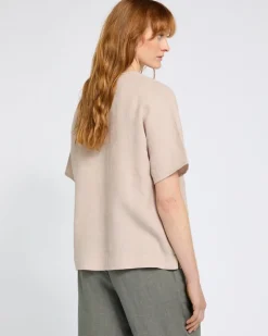Outlet Dunnes Stores Carolyn Donnelly The Edit V-Neck Stone Linen Top