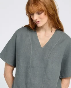 Sale Dunnes Stores Carolyn Donnelly The Edit V-Neck Khaki Linen Top