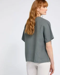 Sale Dunnes Stores Carolyn Donnelly The Edit V-Neck Khaki Linen Top