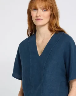 Online Dunnes Stores Carolyn Donnelly The Edit V-Neck Blue Linen Top
