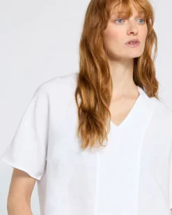 Sale Dunnes Stores Carolyn Donnelly The Edit V-Neck White Linen Top