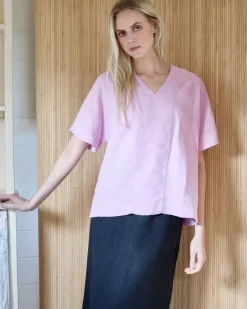 Sale Dunnes Stores Carolyn Donnelly The Edit V-Neck Pink Linen Top