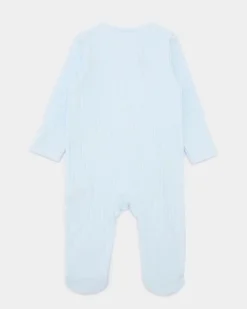 Outlet Dunnes Stores Cotton Blue Two-Way-Zip Sleepsuit - Pack Of 3 (Newborn-12 Months)