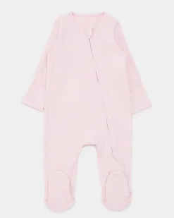 Clearance Dunnes Stores Cotton Pink Two-Way-Zip Sleepsuit - Pack Of 3 (Newborn-12 Months)