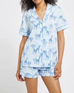 Fashion Dunnes Stores Cotton Revere Shorts Pyjama Set