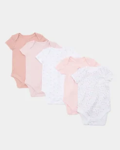 Discount Dunnes Stores Cotton Short-Sleeved Bodysuits - Pack Of 5 (Newborn-3 Years)