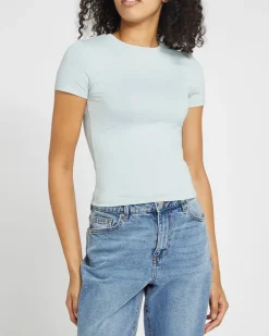 Fashion Dunnes Stores Crop Fitted Polyamide Stretch Top