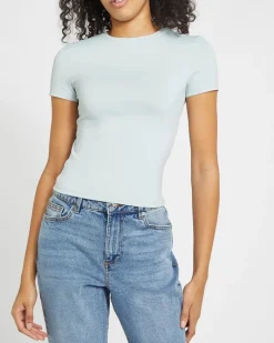 Fashion Dunnes Stores Crop Fitted Polyamide Stretch Top