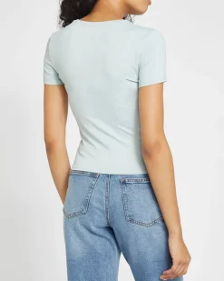 Fashion Dunnes Stores Crop Fitted Polyamide Stretch Top