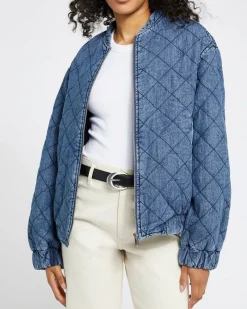 Clearance Dunnes Stores Denim Quilted Bomber Jacket