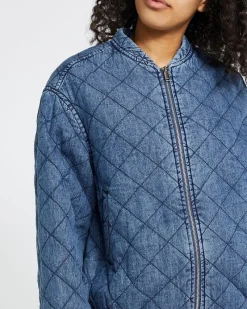 Clearance Dunnes Stores Denim Quilted Bomber Jacket