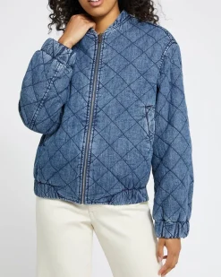 Clearance Dunnes Stores Denim Quilted Bomber Jacket