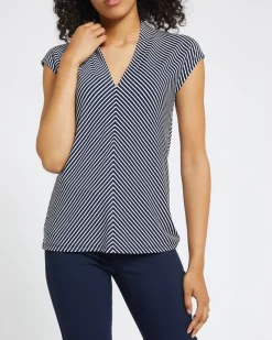 Online Dunnes Stores Draped V-Neck Short-Sleeved Jersey Top