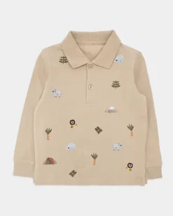 Clearance Dunnes Stores Embroidered Long-Sleeved Polo Shirt (6 Months-5 Years)