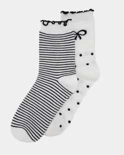New Dunnes Stores Fashion Crew Socks - Pack Of 2
