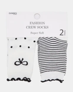 New Dunnes Stores Fashion Crew Socks - Pack Of 2