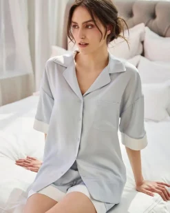 Fashion Dunnes Stores Francis Brennan the Collection Moyvane Silver Short Pyjama Set