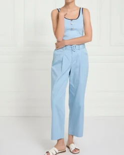 Hot Dunnes Stores Gallery Cotton Belted Poplin Wide Leg Trousers