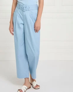 Hot Dunnes Stores Gallery Cotton Belted Poplin Wide Leg Trousers