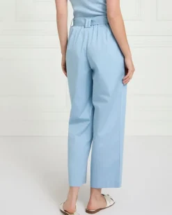 Hot Dunnes Stores Gallery Cotton Belted Poplin Wide Leg Trousers