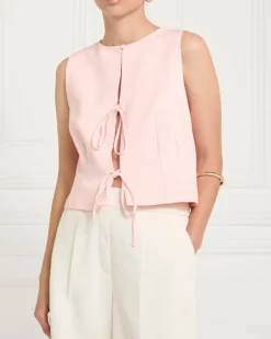 Hot Dunnes Stores Gallery Light Pink Bow Tie Waistcoat Top