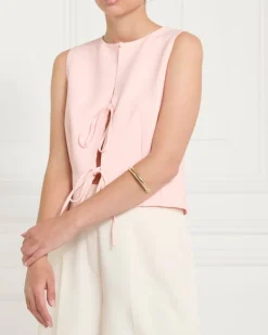 Hot Dunnes Stores Gallery Light Pink Bow Tie Waistcoat Top