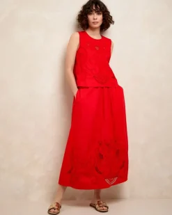 Discount Dunnes Stores Gallery Sylvie Red Embroidery Co-Ord Skirt