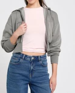 Outlet Dunnes Stores Garment Dye Cropped Hoodie