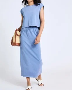 Fashion Dunnes Stores Garment Dyed Cotton Cropped Co-Ord T-Shirt