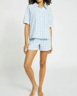 Clearance Dunnes Stores Gingham Woven Revere Pyjama Short Set