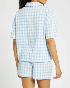 Clearance Dunnes Stores Gingham Woven Revere Pyjama Short Set