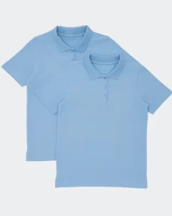 Online Dunnes Stores Girls Stain Release Short-Sleeved Slim Polo Shirts - Pack Of 2