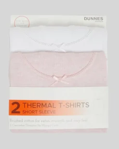 New Dunnes Stores Girls Thermal Short-Sleeved T-shirts - Pack Of 2 (2 - 14 years)