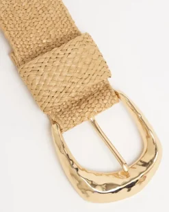 Online Dunnes Stores Gold Buckle Raffia Belt