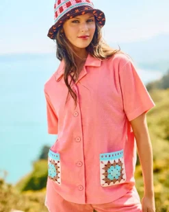 Discount Dunnes Stores Helen Steele Crochet Detail Terry Towelling Shirt