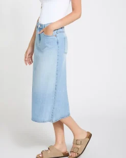Clearance Dunnes Stores High Waisted Denim Midi Skirt